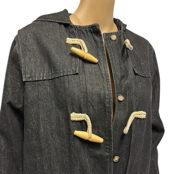 Denim Co Denim Removable Fleece Blanket Lined Toggle Button Pocket Coat Womens S - Picture 2 of 14